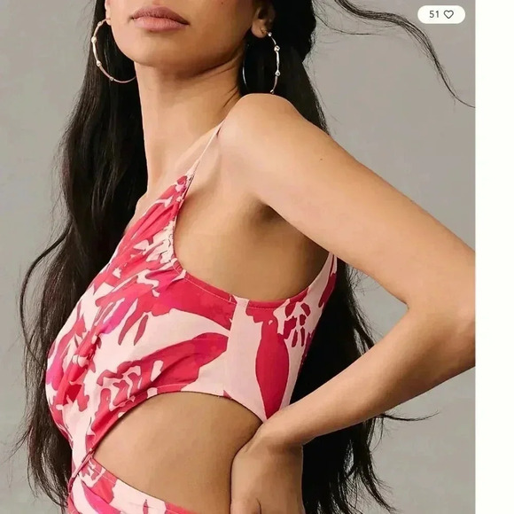 NWT Anthropologie Plenty by Tracy Reese Floral Pink Draped Cutout Jumpsuit XS - Picture 3 of 8